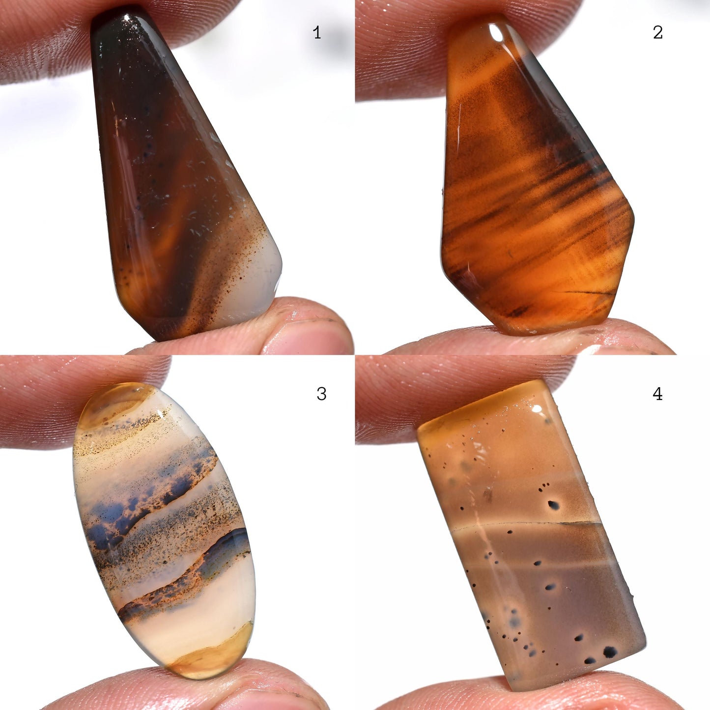 Hand-Polished Montana Agate Coffin – Oval & Rectangle Gemstones
