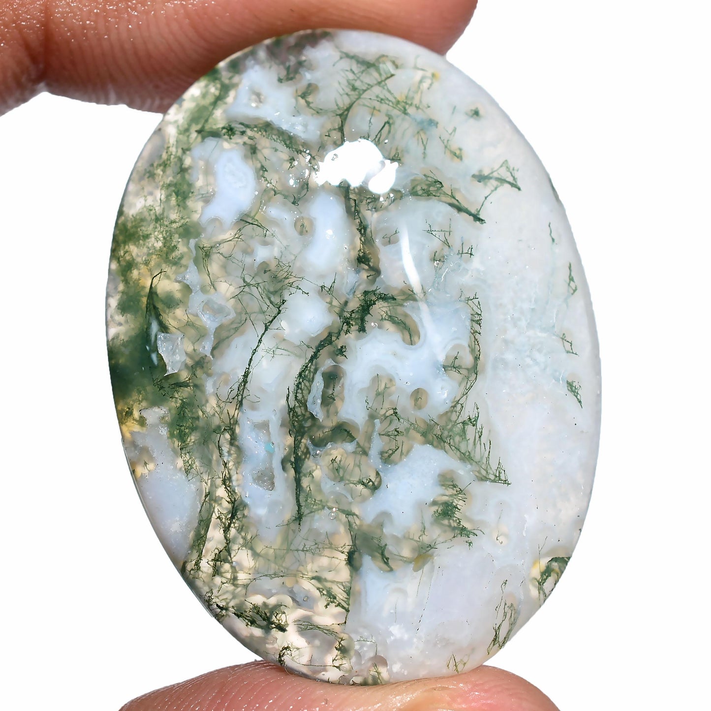 Unique Moss Agate Gemstones – Smooth Oval Cabochons for Jewelry Makers