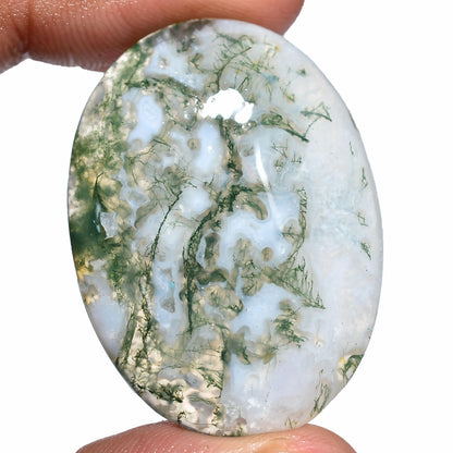 Unique Moss Agate Gemstones – Smooth Oval Cabochons for Jewelry Makers