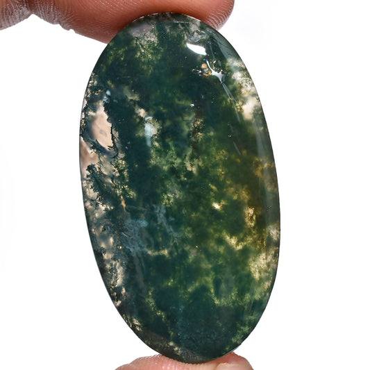Elegant Moss Agate Cabochons – Smooth Green Oval & Pear Gemstones for Jewelry