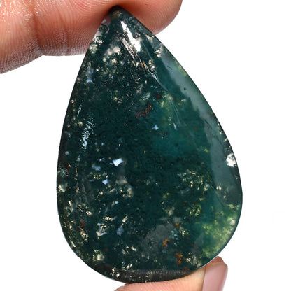 Elegant Moss Agate Cabochons – Smooth Green Oval & Pear Gemstones for Jewelry