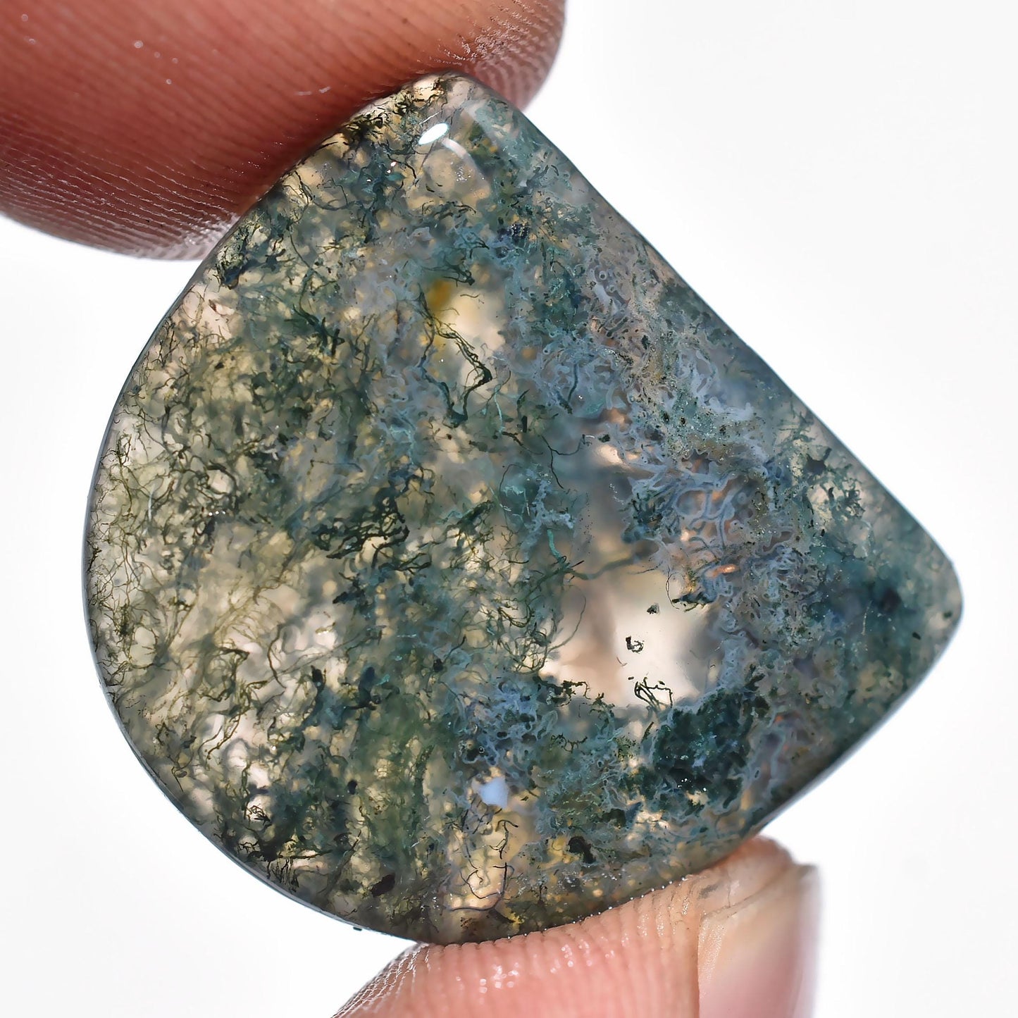 Natural Moss Agate Cabs – Mixed Shape Smooth Polished Flat Back Gemstone
