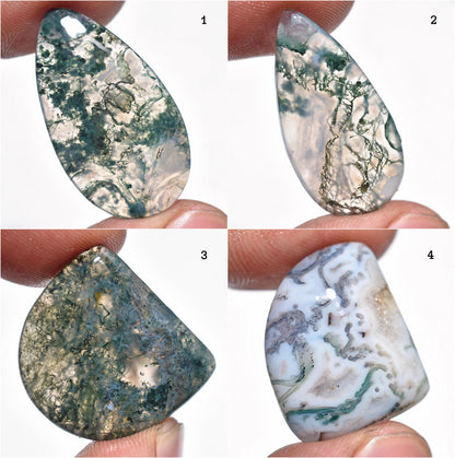 Natural Moss Agate Cabs – Mixed Shape Smooth Polished Flat Back Gemstone