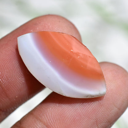 Orange Agate Cab – Marquise Shaped Polished Smooth Gemstone