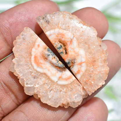 Matching Solar Quartz Pair – White Crystal Cabochon, Fancy Shape for Dangle Earrings & DIY Jewelry