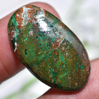 Natural Chrysocolla Cabochons, Oval Shaped Smooth Polished Gemstone For Jewelry