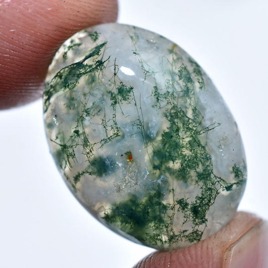 Stunning Moss Agate Cabochon – Oval Cut Loose Druzy Gemstone