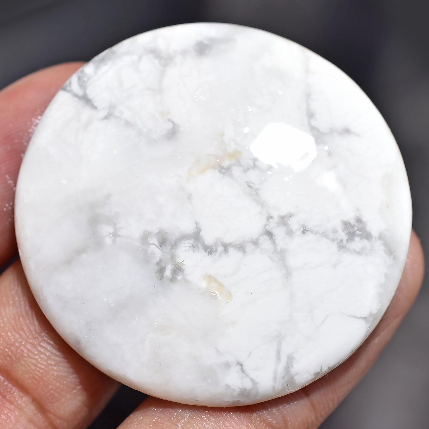 Top-Quality White Howlite Cabochons, Polished Smooth Flat Back Gemstone.