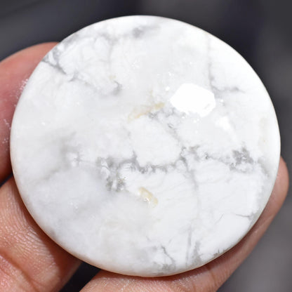 Top-Quality White Howlite Cabochons, Polished Smooth Flat Back Gemstone.