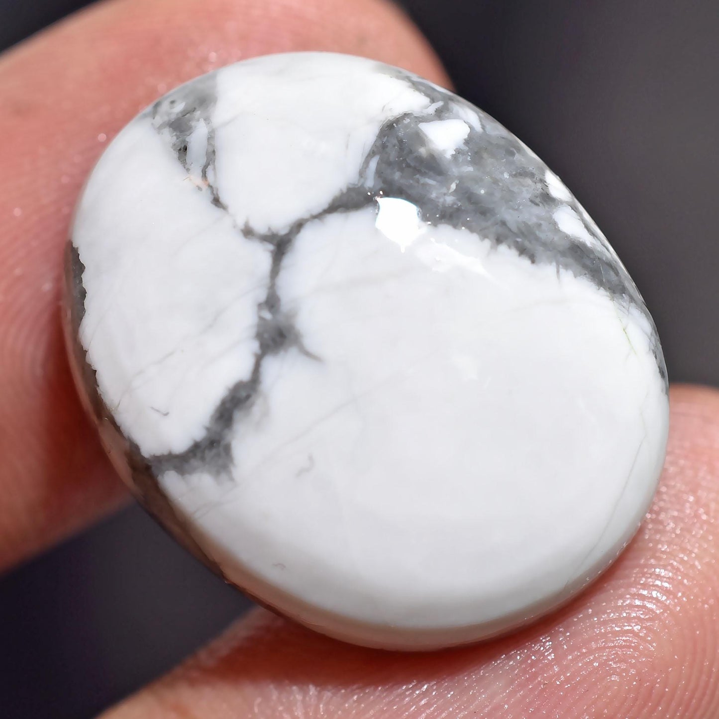 Top-Quality White Howlite Cabochons, Polished Smooth Flat Back Gemstone.