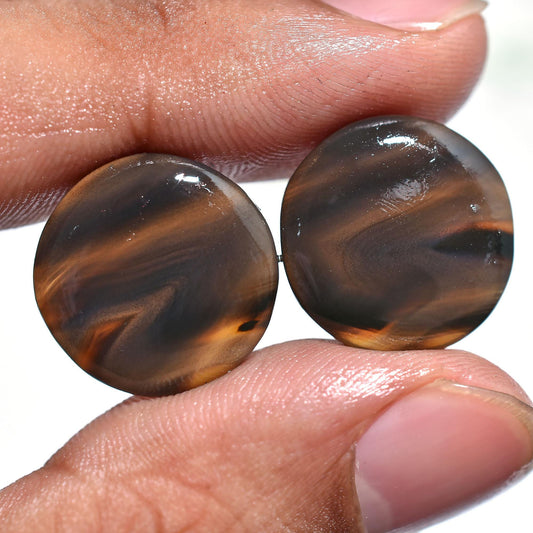 Rare Quality! Montana Agate Pair - Round Montana Agate Earring Pair, Healing Stones, Smooth Polished Gemstones, Ideal for Custom Jewelry