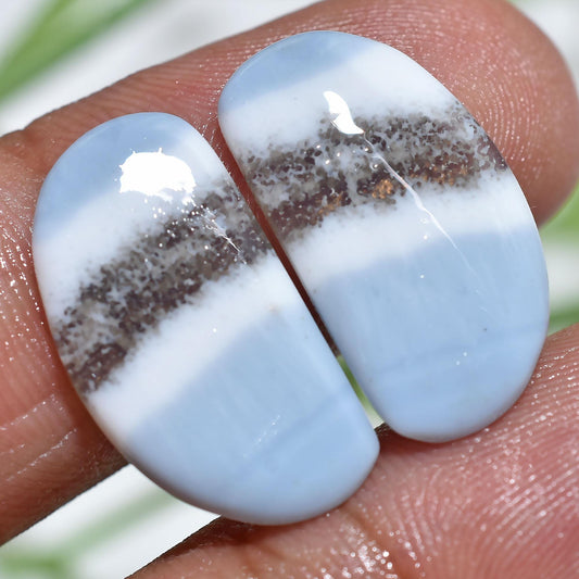Natural Owyhee Blue Opal Pair - Fancy Shaped Gemstones for Earrings