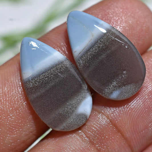 Owyhee Blue Opal Pear Cabochon Pair - Matching Stones for Earrings