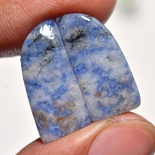 High Quality Blue Sodalite Pair Gemstone – Fancy Smooth Matched Pair for Earrings