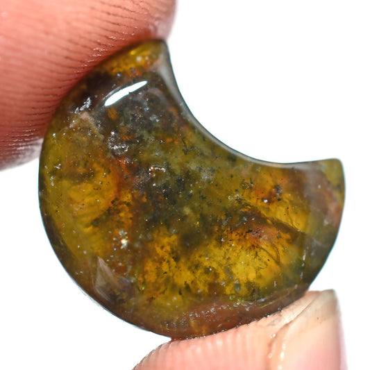 Beautiful Moss Agate Moon Cabs – Green Crescent Gemstones for Pendants & Jewelry