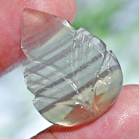 Fluorite Carved Leaf Gemstone - Wholesale Designer Fluorite Cabochon & Crystal Beads