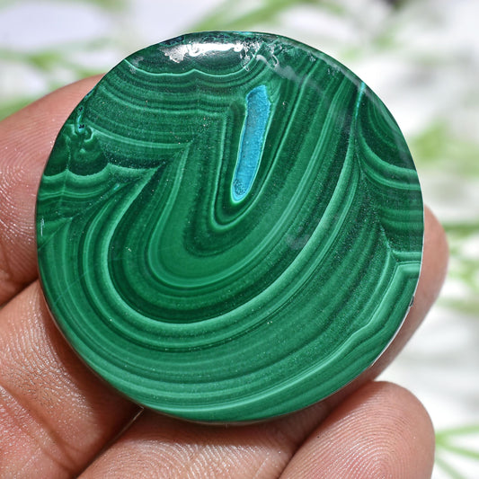Round Shaped Malachite Cabochon - Smooth Polished Gemstone for Pendant Making