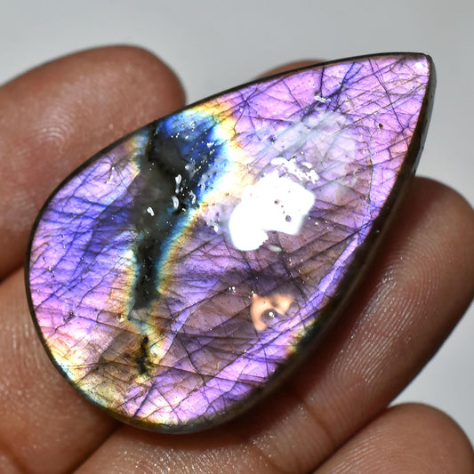 Graceful! Purple Flashy Labradorite, Loose Flat Back Gemstones For Pendant