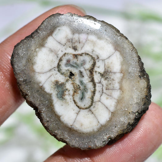 Grey Solar Quartz Fancy Cabochon - Large Solar Druzy Slice Crystal Loose Gemstone
