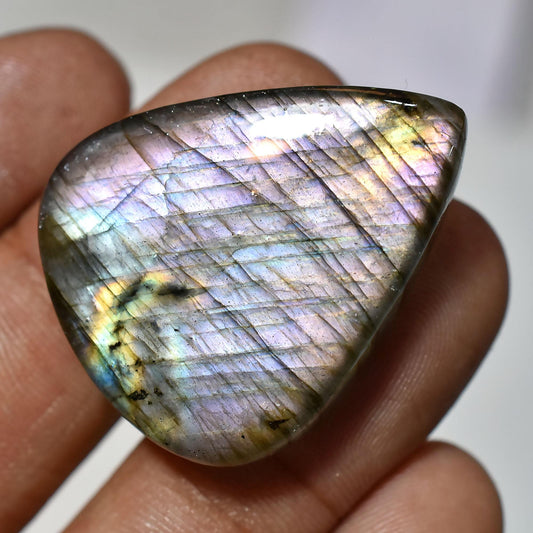 Natural Purple Fire Labradorite Cabs, Pear Shaped Flashy Smooth Polished Stone, Wholesale Loose Flat Back Cabs