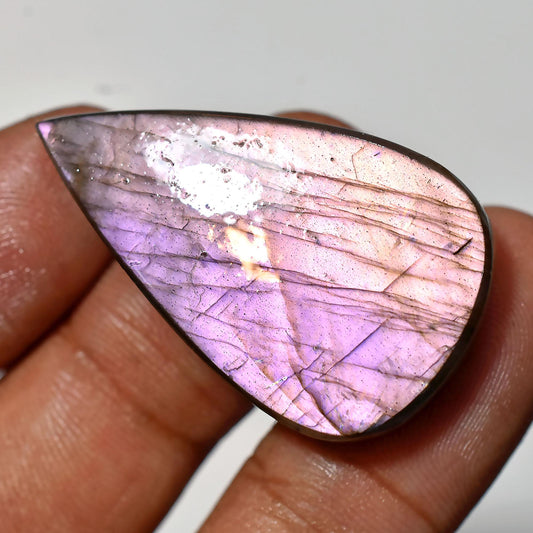 Purple Fire Labradorite Cabochon, Pear Shaped Flashy Smooth Stone, Healing Crystal Stone