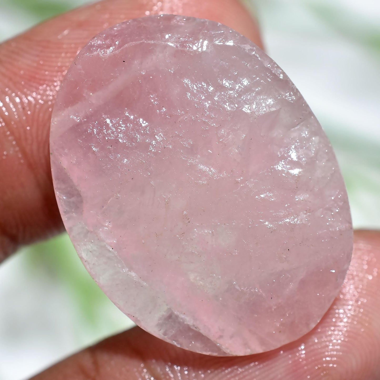 Pink Rose Quartz Druzy Crystal – Oval Shaped Side Drill Gemstone for Jewelry Making
