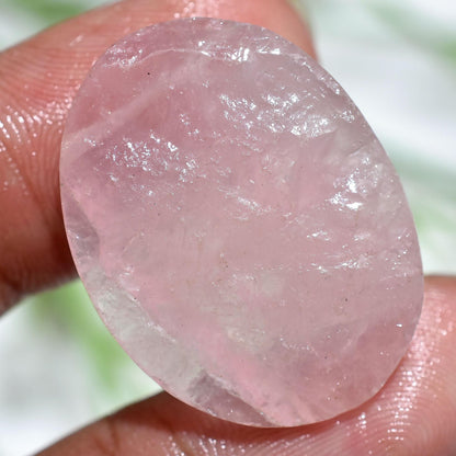 Pink Rose Quartz Druzy Crystal – Oval Shaped Side Drill Gemstone for Jewelry Making