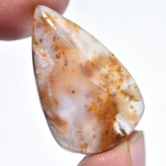 Unique! Yellow Moss Agate Cabochon, Pear Shaped Smooth Flat Back Stone for Jewelry Making