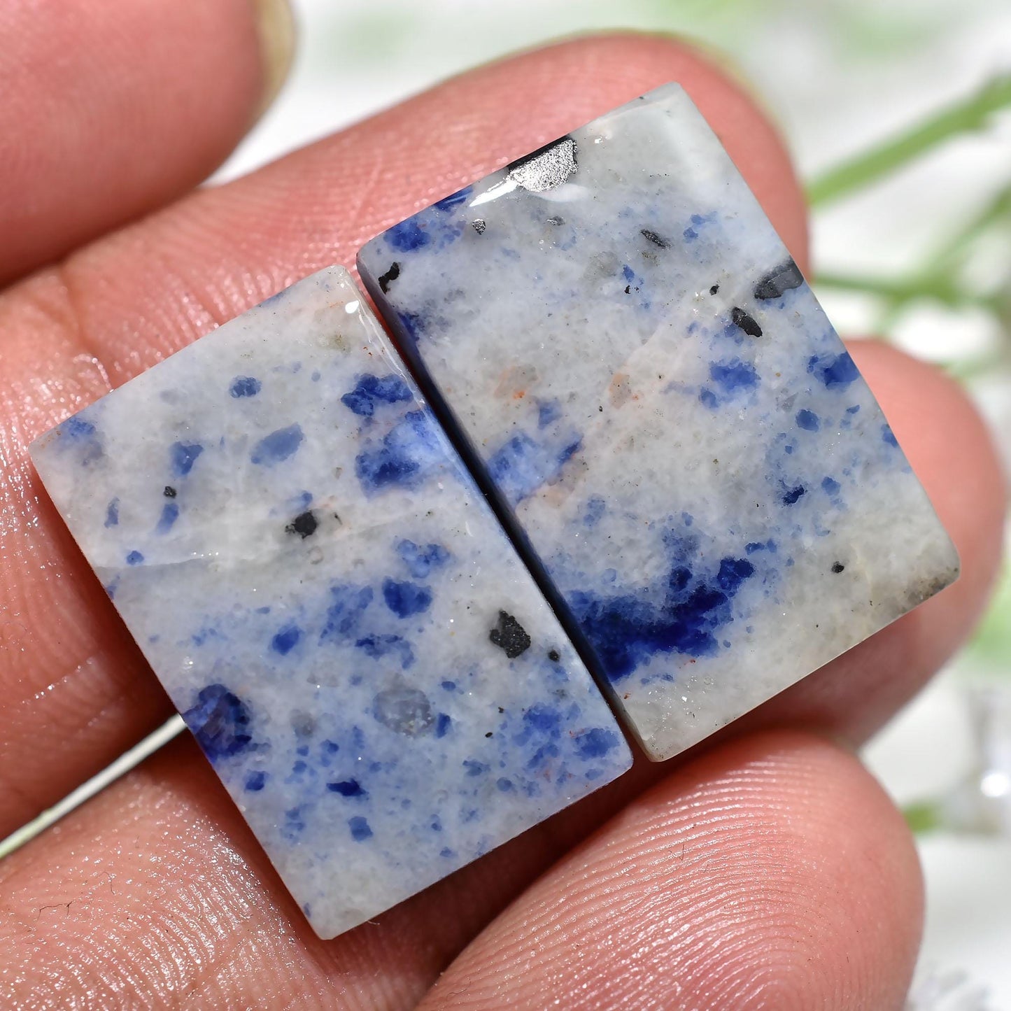 Blue Sodalite Earrings Pair – Square Shaped Sodalite Cabochons for Jewelry Making