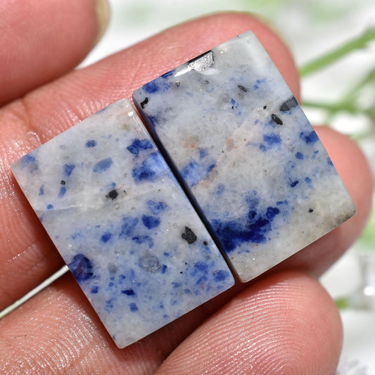 Blue Sodalite Earrings Pair – Square Shaped Sodalite Cabochons for Jewelry Making
