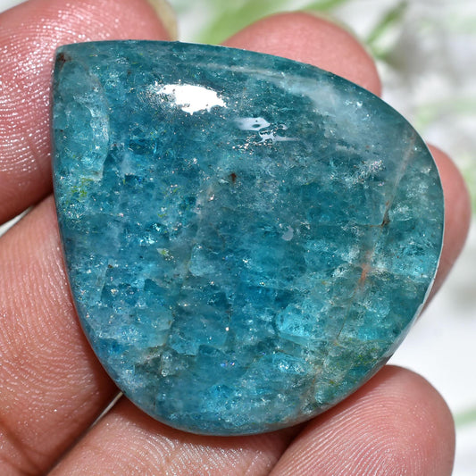 Beautiful Neon Blue Apatite Cabochon – Heart-Shaped Natural Gemstone for Healing & Jewelry