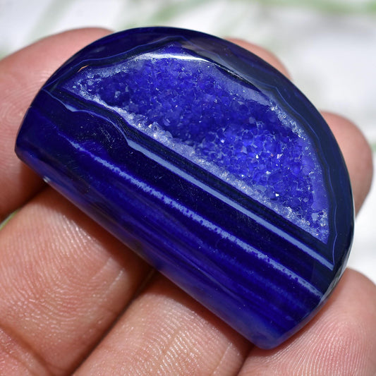 Dazzling Geode Agate Cabochon, Blue Quartz Druzy for Jewelry