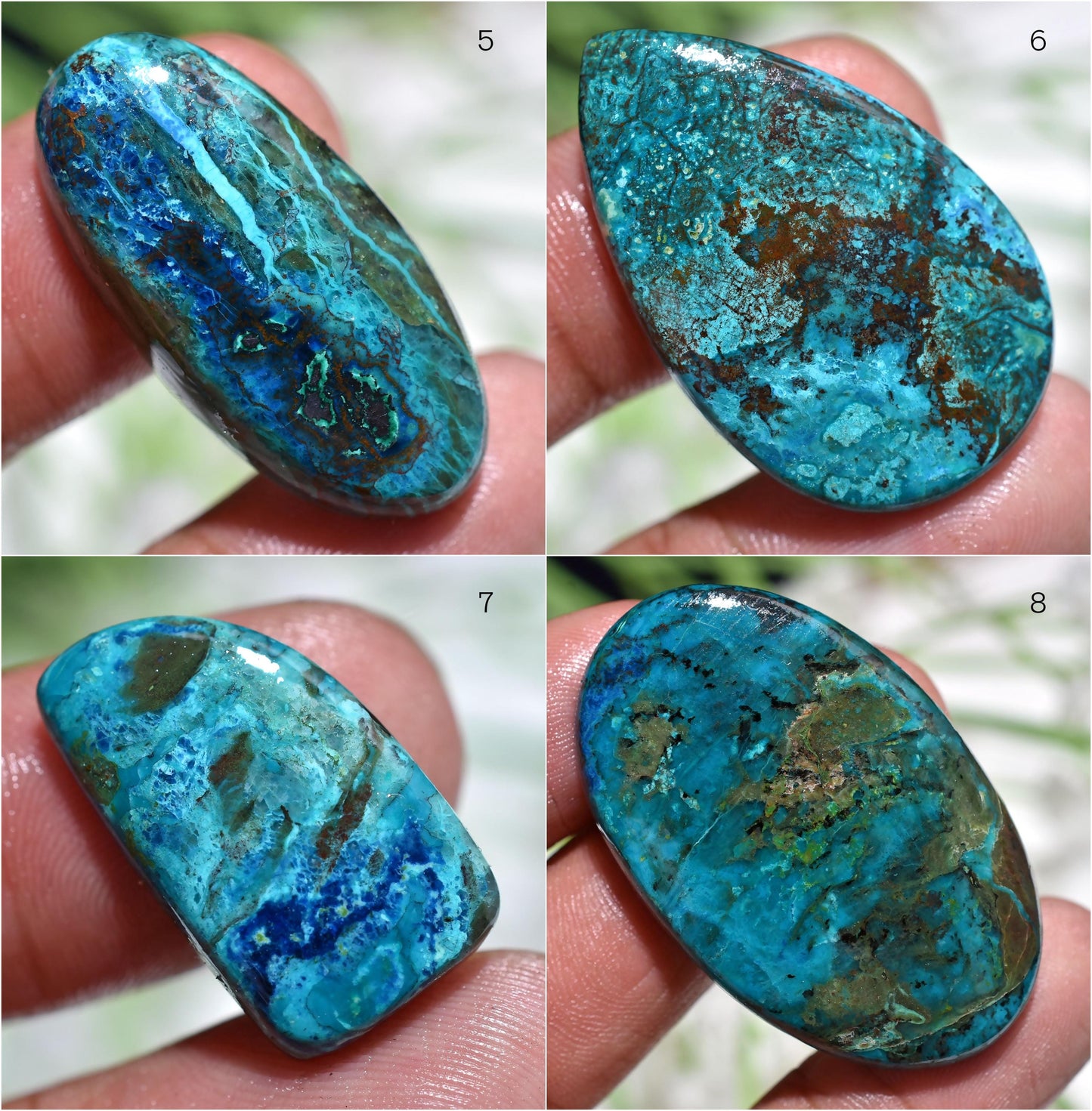 Natural Azurite Shattuckite Cabochon – Mixed Shape Blue Flatback Gemstones