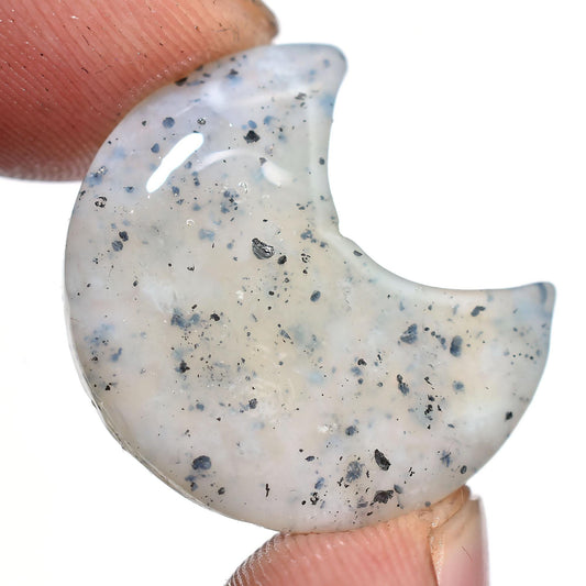 Natural Mix Jasper Moon Cabochon – Crescent Moon Carving, Smooth Half Moon Crystal
