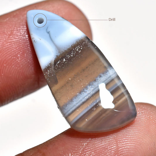 Blue Oregon Opal Drilled Gemstone – Natural Fancy Shape Smooth Crystal Cabochon