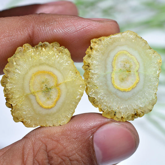Elegant Solar Quartz Earring Pairs - Stalactite Matching Loose Cabochons for DIY Jewelry