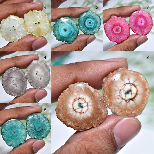 Wholesale Solar Quartz Cabochon Pair – Colorful Stalactite Gemstones for Jewelry