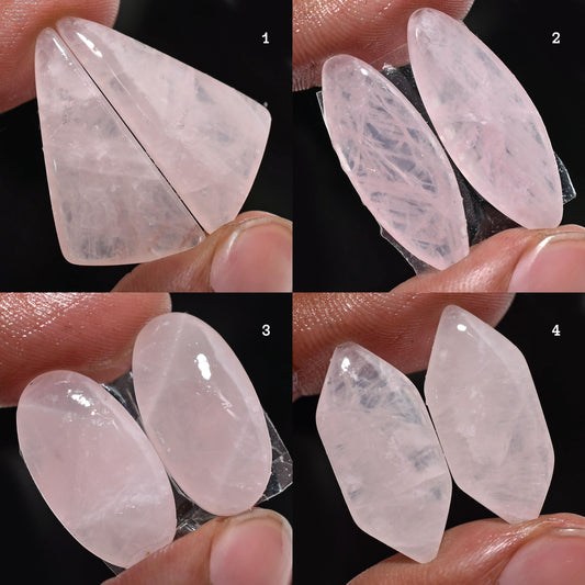 Natural Rose Quartz Crystal Cabochon Pairs – Matching Pink Quartz Stones