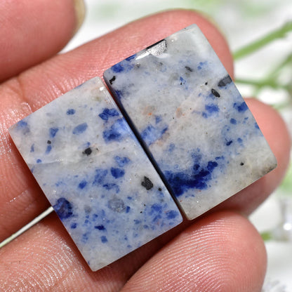 Blue Sodalite Earrings Pair – Square Shaped Sodalite Cabochons for Jewelry Making
