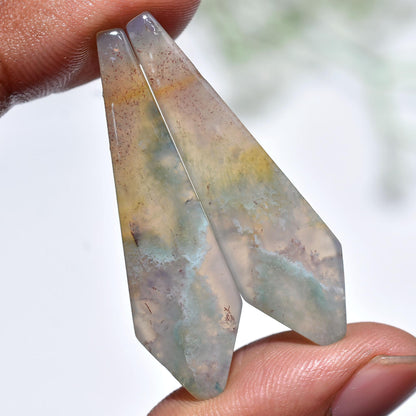 Natural Moss Agate Gemstone - Fancy Shape Smooth Cabochon