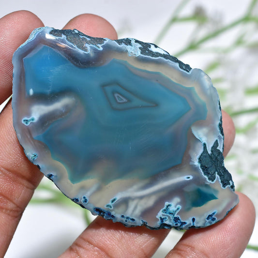 Mint Green Solar Quartz Stalactite Agate Slice Cabochon for Jewelry