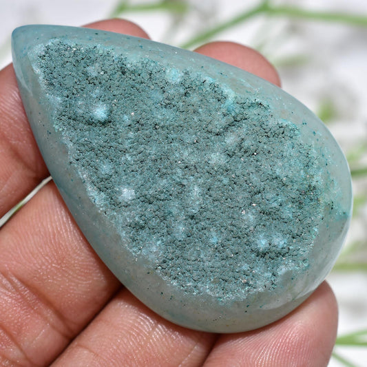 Aqua Solar Quartz Druzy Gemstone, Pear Shape Geode Cabochons