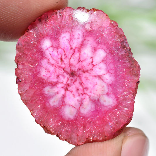 Solar Quartz Gemstone - Pink Agate Stalactite Slice Cabs