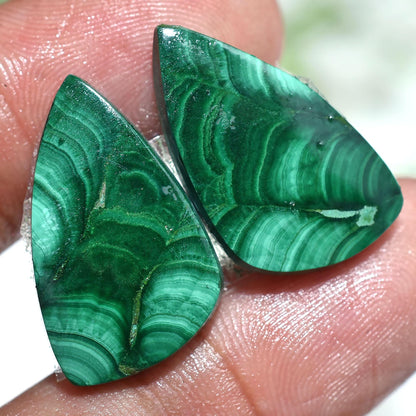 Top-Quality Malachite Earring Pairs, Rare Green Gemstone for Unique Jewelry
