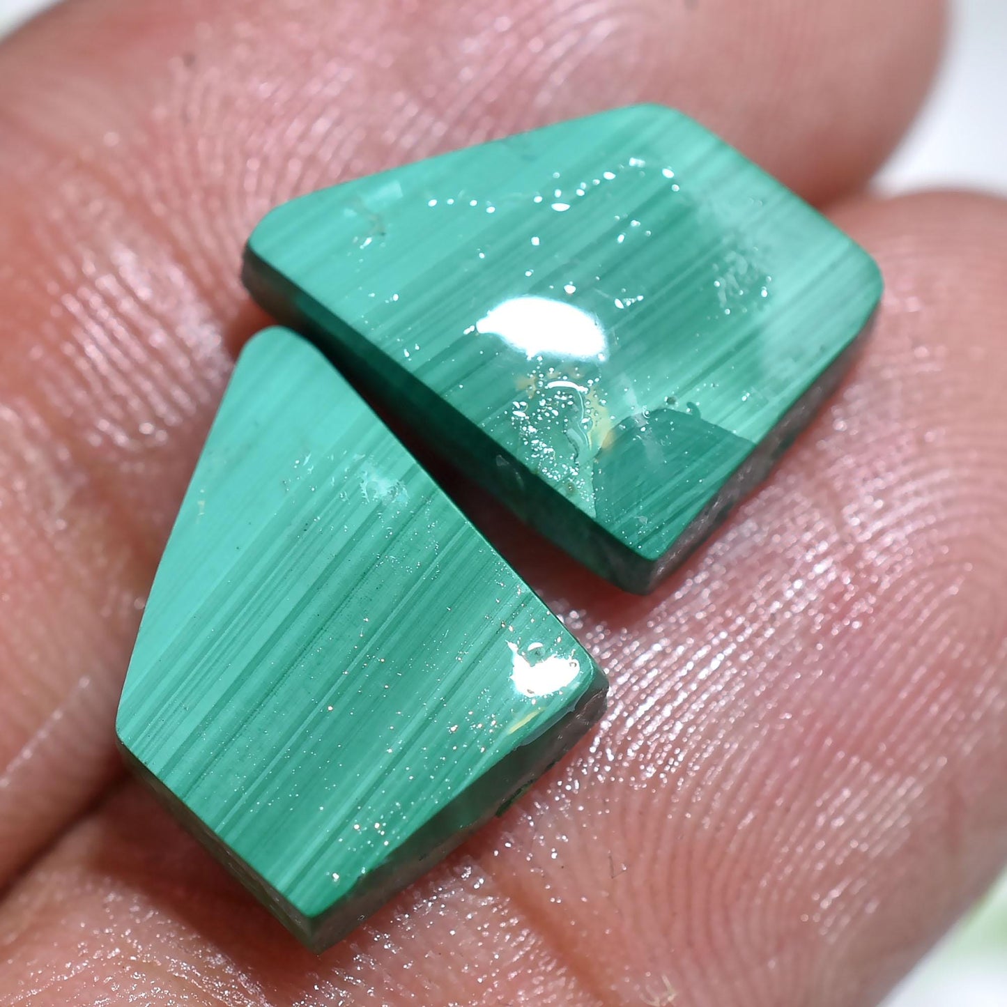 Malachite Gemstone Pair - Wholesale Malachite Crystals for Designer Cabochons