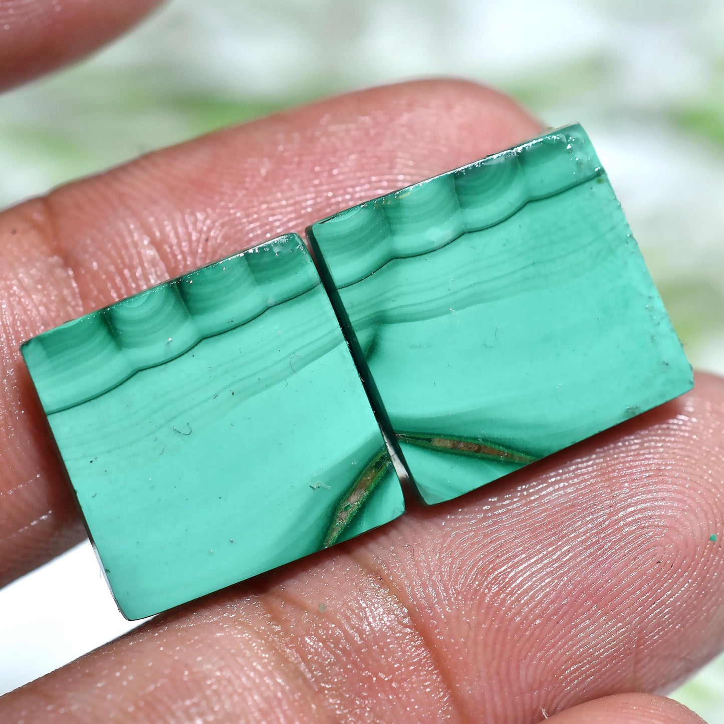 Malachite Gemstone Pair - Wholesale Malachite Crystals for Designer Cabochons