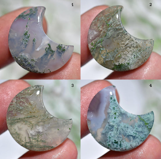 Antique Crescent Moon Shape Gemstone Cabochons – Perfect for Pendant Making