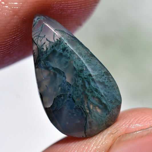Designer Moss Agate Gemstone - Small Green Pear & Oval Cabochons, Jewelry & Rings