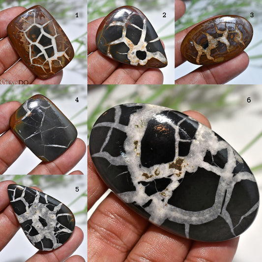 Septarian Cabochon Gemstone – Polished Dragon Stone for Pendant Creation