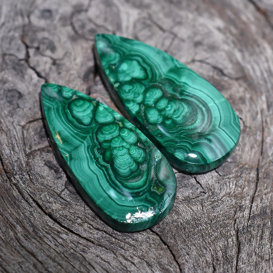 High-Quality Malachite Gemstone Earrings Pair – Pear Shaped Matching Gems